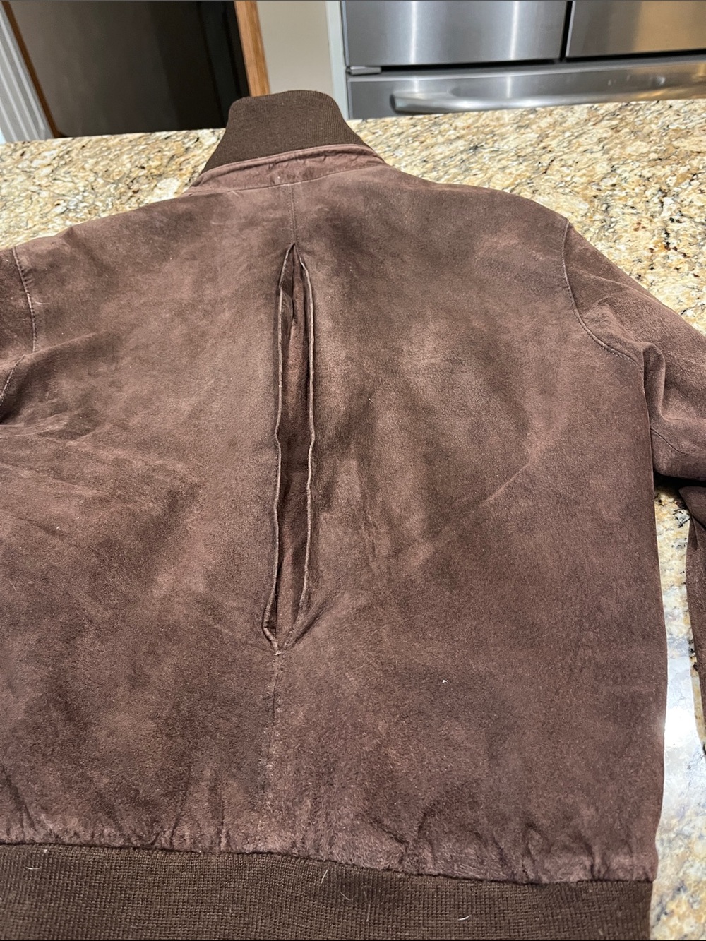 Brown Suede Bomber Jacket - Picture 4 of 6